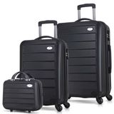 My Valice Ruby Abs Kabin Orta ve Makyaj Boy Siyah 3'lü Valiz Seti