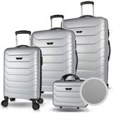 My Valice Solid PP Gümüş Gri Polipropilen Kabin Orta Büyük ve Makyaj Boy 4'lü Kırılmaz Travel Valiz Seti