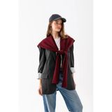 My Vintage Kare Parçalı Patchwork Atkı - Spor Triko Örme Omuz Atkısı | Unisex Boho Şal - Atkı Bordo Standart