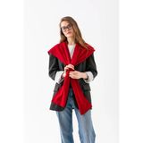 My Vintage Kare Parçalı Patchwork Atkı - Spor Triko Örme Omuz Atkısı | Unisex Boho Şal - Atkı Kırmızı Standart
