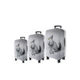 My77 Gri Kedi Valiz Kılıfı / Bavul Koruyucu Örtüsü Büyük, Orta, Kabin Boy Set