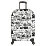 (My#79 İstanbul Yazılar) VALİZ İÇİN KILIF (Beyaz)