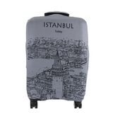 (My#80 Galata Karakalem) VALİZ İÇİN KILIF (Gri)