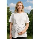 MYADA Hamile Tişörtü Anne ve Bebeği Baskılı Kısa Kollu Rahat Kesim Beyaz Tshirt 23613