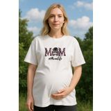 MYADA Hamile Tişörtü Kadın Anne Hayatı Baskılı Kısa Kollu Rahat Kesim Beyaz Tshirt 12432