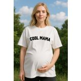 MYADA Hamile Tişörtü Kadın Havalı Anne Baskılı Kısa Kollu Rahat Kesim Beyaz Tshirt