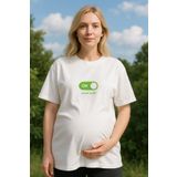MYADA Hamile Tişörtü Kadın Mama Mode On Baskılı Kısa Kollu Rahat Kesim Beyaz Tshirt 23610-1