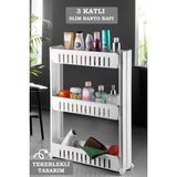 Mybox Fiore 3 Katlı Tekerlekli Banyo Düzenleyici Raf Ünitesi Plastik Modern 53x12,7x72 cm Çok Amaçlı