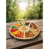 Mybru Bambu Yuvarlak 360 Derece Dönebilen 5 Bölmeli Sunum Tabağı Servis Tabağı Sunum Tepsisi 30 cm - Ahşap