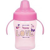 MYCey 240 ml Damlatmaz Bardak Kulplu Love BPA İçermez Bebek Sağlığına Uygun - Renkli