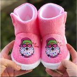 MyChild Çocuk Panduf Yeni Yıl Figürlü Cırt Cırtlı Kız Çocuk Noel Panduf - Şeker Pembesi