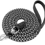 Mycicy Reflektörlü köpek tasması, en iyi naylon örgülü halat ipi, orta ve büyük köpekler için köpek tasması antrenmanı (180 cm x 12 mm, siyah)
