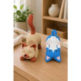 MYCRAFT3D 2'li Set Kedi Figürlü Telefon Tutucu Stand - 3D Baskı Ofis Masaüstü Aksesuarı ve Biblo