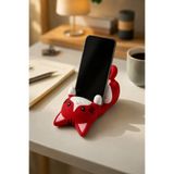MYCRAFT3D Kırmızı Kedi Figürlü Telefon Tutucu Stand - 3D Baskı Ofis Masaüstü Aksesuarı ve Biblo