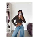 myd Çizgili Crop Ceket - Haki