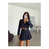 myd Çizgili Crop Ceket - Lacivert