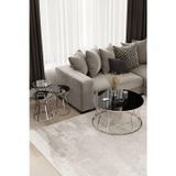 Mydeco Kum Saati Orta Sehpa & Zigon Sehpa Set Gümüş Kaplama Siyah Ayna