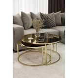MYDECO Yavrulu 1+1 Orta Sehpa Gold Kaplama Bronz Ayna