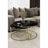 Mydeco Yavrulu 1+1 Orta Sehpa Gold Kaplama Siyah Ayna