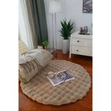 Myevilla Bubble Yuvarlak Vizon Uzun Tüylü Yumuşak Peluş Kaymaz Yıkanabilir Salon Oturma Odası Balkon Halısı