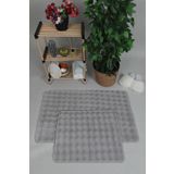 Myevilla Modern Bubble Yıkanabilir Kaymaz Peluş Banyo Paspası Halısı 2'li Klozet Takımı 50X80-50x40cm Gri