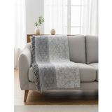 Myevilla My Evilla Antrasit Gümüş Gri Koltuk Örtüsü Kanepe İçin Kaymaz Tabanlı Şık Dokulu Saçaklı Modern Salon Örtüsü 170x220cm