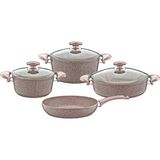 Myfaır Club - 3005 - 7 Parça - Bio Granit -Tencere, Tava, Çeyiz Seti, S.kahve Gövde - S.kahve Detay - Kahverengi - 20 x 10 Cm
