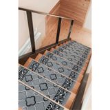 Myfloor Desenli Kare Dikdörtgen Dokuma Merdiven Halısı Kendinden Yapışkanlı (Gri Beyaz)