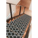 Myfloor Kare Dikdörtgen Dokuma Merdiven Halısı Kendinden Yapışkanlı (Antrasit Beyaz, 23 x 73 cm, Geometrik)
