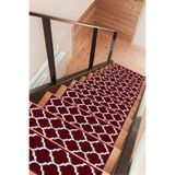 Myfloor Kare Dikdörtgen Dokuma Merdiven Halısı Kendinden Yapışkanlı (Bordo Beyaz, 23 x 73 cm, Geometrik)