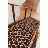 Myfloor Kare Dikdörtgen Dokuma Merdiven Halısı Kendinden Yapışkanlı (Koyu Kahve Bej, 23 x 73 cm, Geometrik)