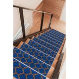 Myfloor Kare Dikdörtgen Dokuma Merdiven Halısı Kendinden Yapışkanlı (Mavi Kahve, 23 x 73 cm, Geometrik)