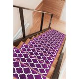 Myfloor Kare Dikdörtgen Dokuma Merdiven Halısı Kendinden Yapışkanlı (Mor Beyaz, 23 x 73 cm, Geometrik)