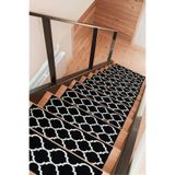 Myfloor Kare Dikdörtgen Dokuma Merdiven Halısı Kendinden Yapışkanlı (Siyah Beyaz, 23 x 73 cm, Geometrik)