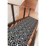 Myfloor Kare Dikdörtgen Dokuma Merdiven Halısı Kendinden Yapışkanlı (Siyah Beyaz)