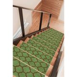 Myfloor Kare Dikdörtgen Dokuma Merdiven Halısı Kendinden Yapışkanlı (Yeşil Kahve, 23 x 73 cm, Geometrik)