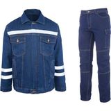Myform Iş Takımı Likralı Kot Pantalon ve Kot Iş Montu Myform 3109-2150 - Lacivert - 3XL
