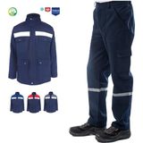 Myform Kışlık Iş Takımı Çok Cepli Reflektörlü Mont 4111 ve 7/7 Iş Pantolonu 2958 Lacivert Renk Yüzde Yüz Pamuk - 2XL