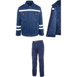Myform Kot Iş Takımı Likralı Kot Pantolon ve Reflektörlü Iş Montu Kapitoneli Kışlık Myform Marka 3110-2150 - Mavi - 2XL