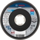 Myg Plus Bosch 1x Pro Metal X571 Yelpaze Taşlama Diski, X-Lock Için Açılı Tasarım (Çelik, Paslanmaz Çelik, Ø 115 Mm, Granülasyon 40, Profesyonel Aksesuar Küçük Açılı Taşlama Makinesi) - Ahşap