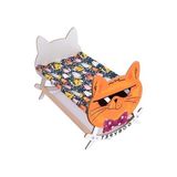 Myg Plus Gobypet Ahşap Sallanan Kedi Beşiği – Sevimli Kedi Figürlü, Minderli, Dekoratif Dinlenme Yatağı (Lacivert) - 100 x 100 x 10 cm