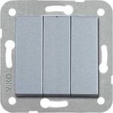 Myg Plus Viko Novella Trenda Gümüş Üçlü Anahtar Mekanizma+Düğme Kapak - 0-Koyu Mavi - 1 Adet