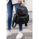 Mygeppetobag Yıkama Deri Kadın Sırt Çantası Siyah