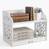MyGift Dekoratif Vintage Beyaz Masaüstü Depolama Düzenleyici Sergi Rafı Kesme Parşömen Tasarımı ile, Ev Ofis ve Yurt Masası Sergileme Rafı