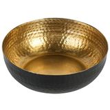 MyGift Siyah Metal Dövülmüş Dekoratif Kase, Altın İç Mekan, Art Deco Tarzı Orta Parça Masa Dekorasyonu ve Sehpa Dekoru - Hindistan'da El Yapımı