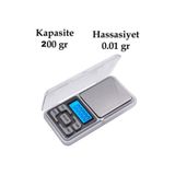 myglobal Dijital Hassas Elektronik Kuyumcu Cep Terazisi Tartı 200 gr 0.01 gr (5132)