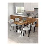Mygusi Azra 70x110cm Atlantik Mutfak Masası, Mutfak Masası Takımı, Yemek Masası, 4 Açık Gri Sandalye