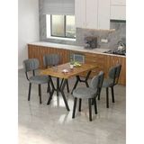 Mygusi Azra 70x110cm Atlantik Mutfak Masası, Mutfak Masası Takımı, Yemek Masası, 4 Koyu Gri Sandalye