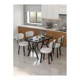 Mygusi Azra 70x110cm Bendir Mutfak Masası, Mutfak Masası Takımı, Yemek Masası, 4 Açık Gri Sandalye