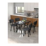 Mygusi Azra 70x110cm Bendir Mutfak Masası, Mutfak Masası Takımı, Yemek Masası, 4 Antrasit Sandalye